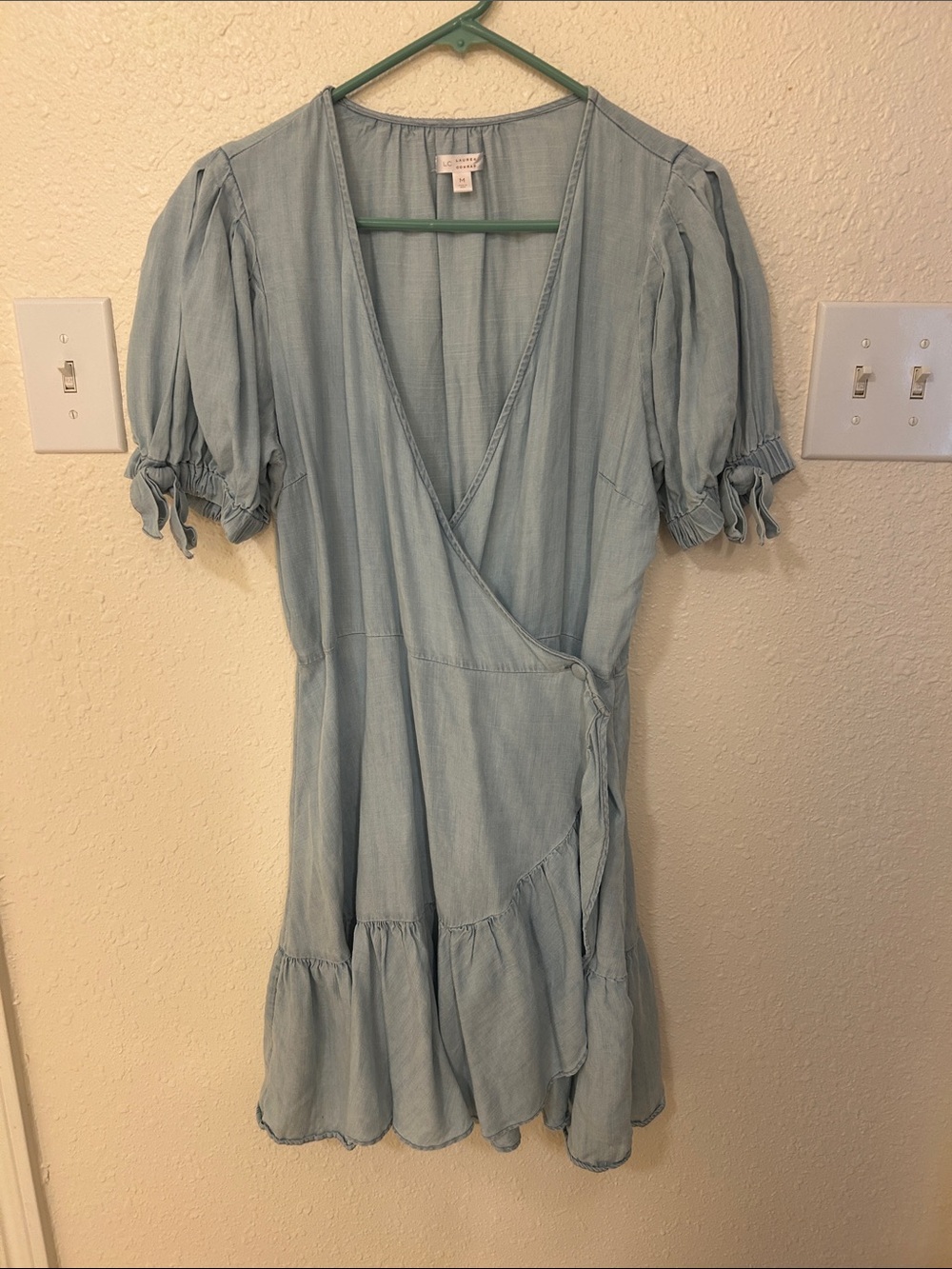 LC Lauren Conrad Light Blue Wrap Mini Dress